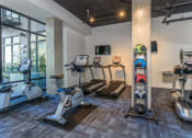 Thumbnail 15 of 24 - a gym with treadmills and other exercise equipment  at Napoleon Apartments, Tacoma, WA 98402