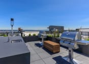 Thumbnail 20 of 24 - two bbq grills on the roof of a building with a view of the city at Napoleon Apartments, Washington