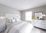 Thumbnail 8 of 15 - a white bedroom with a large bed and white dressers