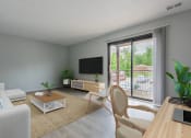 Thumbnail 9 of 39 - a living room with gray walls and a sliding glass door