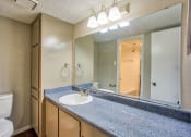 Thumbnail 15 of 28 - a bathroom with a sink and a mirror and a toilet