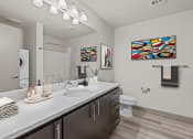 Thumbnail 5 of 28 - a bathroom with a sink and a toilet and a mirror