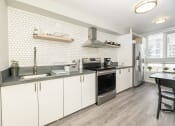 Thumbnail 2 of 33 - a kitchen with white cabinets and stainless steel appliances