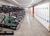 Thumbnail 8 of 35 - A bike rack with bikes on it in a hallway.