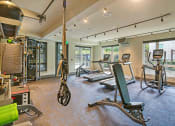 Thumbnail 17 of 48 - a gym with weights and cardio equipment in a room with windows