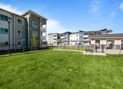 Thumbnail 12 of 21 - the preserve at ballantyne commons courtyard with grass and apartment buildings