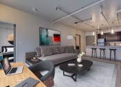 Thumbnail 17 of 22 - Model Living Room and Kitchen at Koi Apartments, Seattle