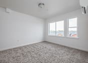 Thumbnail 25 of 34 - an empty living room with three windows and carpeting