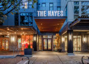 Thumbnail 32 of 36 - The Hayes on Stone Way Apartments exterior at night at The Hayes on Stone Way, Washington, 98103