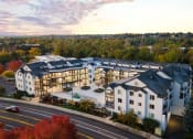 Thumbnail 38 of 48 - an aerial view of a large white building with a street in front of it at River Walk Apartments, Boise, ID, 83702
