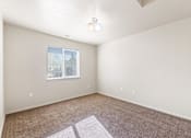 Thumbnail 45 of 73 - A room with a window and a carpet on the floor.