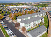 Thumbnail 46 of 46 - Aerial view of building and parking lot at Great Northern, Missoula, MT, 59808