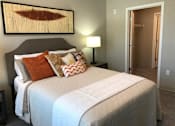 Thumbnail 10 of 33 - Modern bedroom with a walk-in closet at Morrow Apartments in St. Paul, MN, near the Green Line.