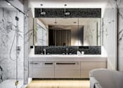 Thumbnail 9 of 13 - bathroom with granite walls shower and bathtub