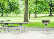Thumbnail 9 of 11 - two picnic tables and a grill in a park