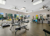 Thumbnail 6 of 25 - a gym with exercise equipment and windows