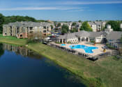 Thumbnail 14 of 26 - Lantern Woods Apartments - Aerial view of property and lake