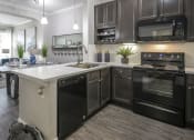 Thumbnail 15 of 23 - The Retreat at Cinco Ranch apartment kitchen with black appliances