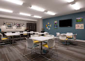 Thumbnail 18 of 34 - Activity Center with tables, chairs, and craft materials at Aspen Ridge 55+ Active Adult Community