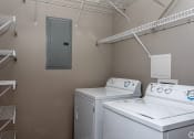 Thumbnail 27 of 37 - a laundry room with two washes and a dryer in it and a closet