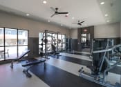 Thumbnail 22 of 54 - a gym with weights and other exercise equipment and windows at The Crest at Acworth, Georgia, 30102