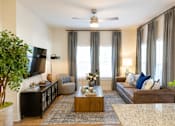 Thumbnail 3 of 43 - Living Room with TV1 at The Crest at Oakwood, Oakwood, GA