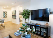Thumbnail 4 of 43 - Living Room with TV at The Crest at Oakwood, Oakwood, GA, 30566