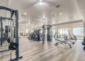 Thumbnail 8 of 15 - Fitness equipment with weight machines at ALARA Union Station Apartments, Denver, 80202