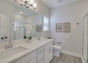 Thumbnail 13 of 14 - a bathroom with a sink and a toilet and a mirror