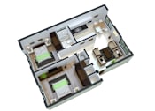 Thumbnail 15 of 29 - a 3d floor plan of a house with a bedroom and a bathroom