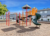 Thumbnail 26 of 35 - a playground with a slide and monkey bars