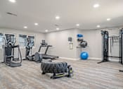 Thumbnail 34 of 35 - A well-equipped gym with a variety of exercise machines and equipment.