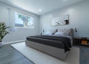 Thumbnail 2 of 18 - a bedroom with a large bed and a large window