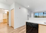 Thumbnail 16 of 26 - A modern kitchen with a dishwasher and a window.