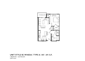 Thumbnail 38 of 54 - A floor plan of a bathroom with a toilet, sink, and bathtub.