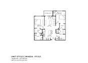 Thumbnail 39 of 54 - A floor plan for a 2 bedroom and 2 bathroom unit.