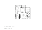 Thumbnail 41 of 54 - A floor plan of a 2 bedroom 2 bathroom apartment.