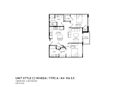 Thumbnail 42 of 54 - A floor plan of a 2 bedroom 2 bathroom apartment.