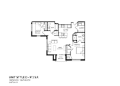 Thumbnail 43 of 54 - A floor plan of a 2 bedroom apartment.