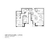 Thumbnail 45 of 54 - A floor plan of a 3 bedroom, 2 bathroom apartment.
