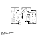 Thumbnail 46 of 54 - A floor plan of a 3 bedroom apartment with 2 bathrooms.