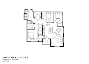 Thumbnail 31 of 54 - A floor plan of a 3 bedroom, 2 bathroom apartment.