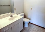 Thumbnail 17 of 37 - a bathroom with a toilet and a sink and a mirror