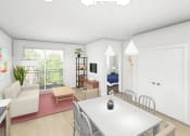 Thumbnail 28 of 39 - a rendering of a living room and dining room with a white table