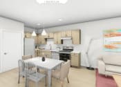 Thumbnail 29 of 39 - an open kitchen and dining room with a table and chairs