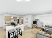 Thumbnail 33 of 39 - a rendering of a kitchen and living room in an apartment