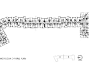 Thumbnail 47 of 80 - A black and white image of a third floor overall plan of a building.