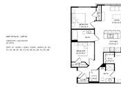 Thumbnail 49 of 80 - A black and white image of a floor plan for a 3 bedroom, 2 bathroom home.