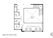 Thumbnail 44 of 80 - A floor plan of a lobby with a second floor.