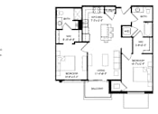 Thumbnail 65 of 80 - A black and white image of a floor plan for a 2 bedroom, 2 bathroom apartment.